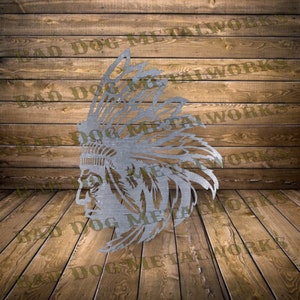 Tocado de jefe indio - SVG/DXF - Descarga digital de Bad Dog Metalworks - Láser CNC Plasma Waterjet - Chief Svg - Indian Svg - Indian Dxf