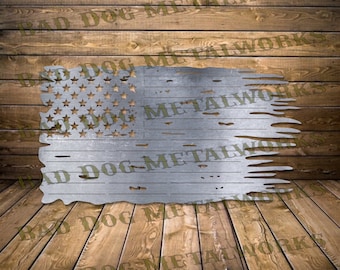 Bad Dog Metalworks Tattered Flag Dxf/Svg - Bad Dog Metalworks Digital Download - Laser CNC Plasma Waterjet - USA Svg -  United States Dxf