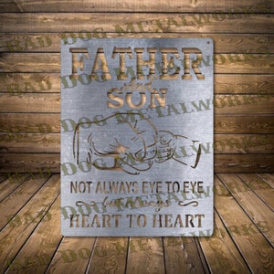 Padre e hijo no siempre cara a cara, pero siempre corazón a corazón Svg/Dxf - Bad Dog Metalworks Descarga digital - CNC Plasma Laser Waterjet