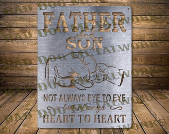 Padre e figlio non sempre occhi negli occhi ma sempre cuore a cuore Svg/Dxf - Download digitale Bad Dog Metalworks - CNC Plasma Laser Waterjet