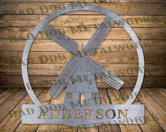 Dutch Windmill Monogram Dxf/Svg - Bad Dog Metalworks Digital Download - Laser CNC Plasma Waterjet -  Dutch Windmill Svg - Monogram Svg