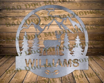 Deer Monogram Dxf and Svg Files - Bad Dog Metalworks Digital Download - Laser CNC Plasma Waterjet - Wilderness Svg - Deer Dxf - Hunting Dxf