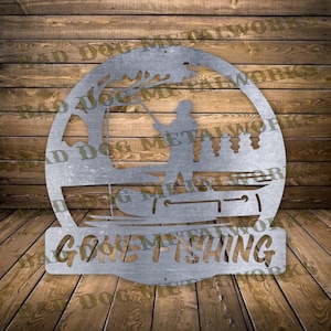 Monograma de pescador Gone Fishing Dxf/Svg - Descarga digital de Bad Dog Metalworks - Láser CNC Plasma Waterjet - Pesca Svg - Pesca Dxf para CNC
