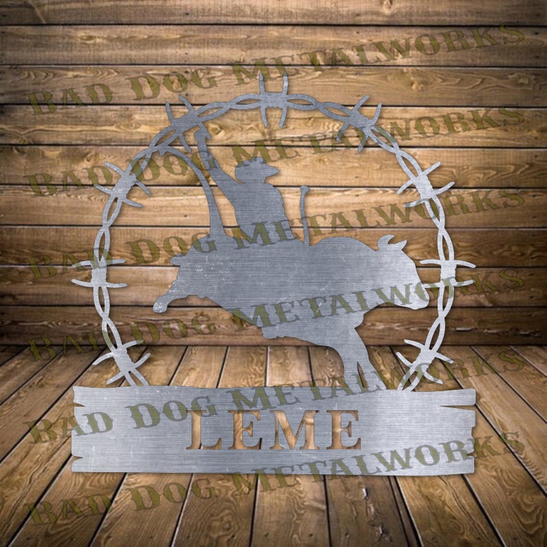 Rodeo Bull Rider Monogram Dxf/svg Bad Dog Metalworks Digital - Etsy