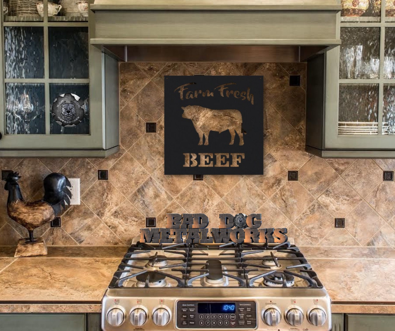 Farm Fresh Beef Metal Sign - Bad Dog Metalworks Home Decor - Country ...