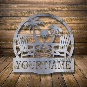 File Dxf/Svg monogramma braciere da spiaggia - Download digitale Bad Dog Metalworks - Laser CNC Plasma Waterjet - Dxf spiaggia - Monogramma spiaggia Svg
