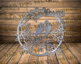 Love Birds Welcome Svg/Dxf - Bad Dog Metalworks Digital Download - Laser CNC Plasma Waterjet - Love Birds Dxf - Welcome Dxf - Love Bird Svg