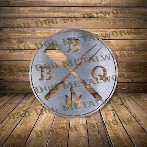 Round BBQ Grill Sign - Dxf and Svg - Bad Dog Metalworks Digital Download - Laser Cut CNC Plasma Waterjet - Bbq Svg - Bbq Dxf - Grill Svg/Dxf