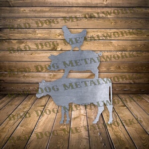 Stacked Cow Pig Chicken Svg/Dxf - Bad Dog Metalworks Digital Download - Laser CNC Plasma Waterjet - Cow Svg - Pig Svg - Chicken Svg Farm Svg