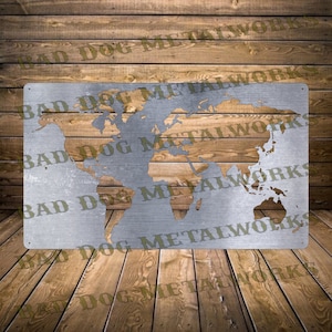 Weltkarte Dxf und SVG - Bad Dog Metalworks Digitaler Download - Laser CNC Konzentrations-Plasma Wasserstrahl - Geographie Dxf - Landkarte zwar
