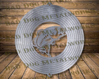 Bass Wind Spinner Dxf - Wind Spinner Svg - Bad Dog Metalworks Digital Download - CNC Plasma Laser Waterjet - Bass Fishing Dxf - Fishing Svg