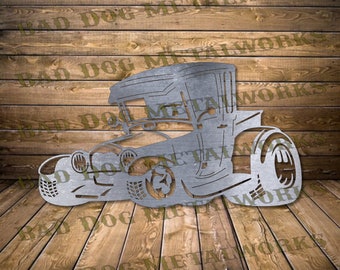 Cartoon Hot Rod Dxf/Svg - Bad Dog Metalworks Digital Download - Laser CNC Plasma Waterjet - Hot Rod Svg - Car Dxf - Cartoon Car Svg