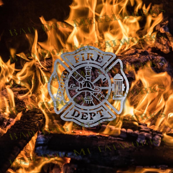 Fireman's Maltese Cross SVG/DXF - Bad Dog Metalworks Digital Download - Laser CNC Plasma Waterjet - Firefighter Dxf - Fire Dept Svg Fire Dxf