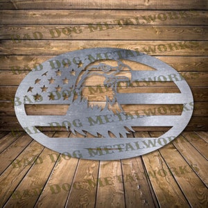 Bandera estadounidense con cabeza de águila (DXF/SVG) - Descarga digital de Bad Dog Metalworks - Láser CNC Plasma Waterjet - DXF patriótico - SVG patriótico - Águila DXF