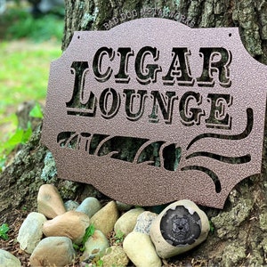 Vintage Cigar Lounge Metal Sign - Bad Dog Metalworks Home Decor - Man Cave Decor - Father's Day Gifts for Him - Cigar Bar Decor - Cigar Art
