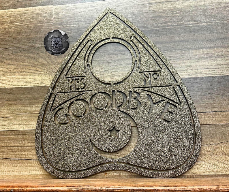 Ouija Board Planchette Metal Art Bad Dog Metalworks Home Decor Halloween Decor Paranormal Witch Gothic Decor Horror Lovers Gifts Gold Vein