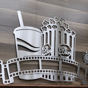 Movie and Refreshments Sign - Bad Dog Metalworks Home Decor - Home Theater Movie Decor - Movie Theater Sign - Movie Theater Art - Movie Art
