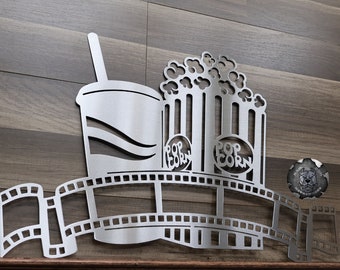 Movie and Refreshments Sign - Bad Dog Metalworks Home Decor - Home Theater Movie Decor - Movie Theater Sign - Movie Theater Art - Movie Art