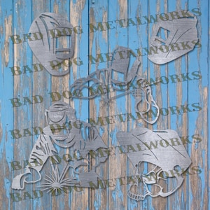 Paquete de soldador Dxf/Svg - Descarga digital de Bad Dog Metalworks - Láser CNC Plasma Waterjet - Soldadura TIG Dxf - Soldador Dxf - Casco de soldador Dxf