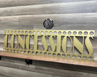 Concessions Sign Theater Decor - Bad Dog Metalworks Home Decor - Movie Room - Movie Decor - Concession Stand - Pantry Decor - Snack Bar Sign