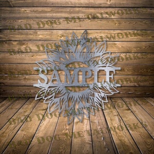 Tournesol split lettre monogramme cadre Dxf et Svg - téléchargement numérique Bad Dog Metalworks - laser CNC plasma jet d'eau - Tournesol divisé Dxf