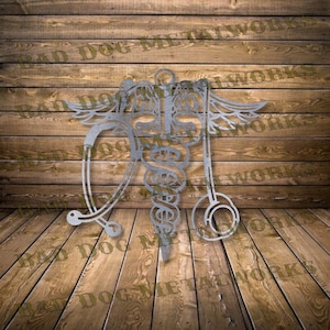 Caduceo medico Dxf e Svg - Download digitale Bad Dog Metalworks - Laser CNC Plasma Waterjet - Stetoscopio Dxf - Caduceo Svg - Infermiera Svg