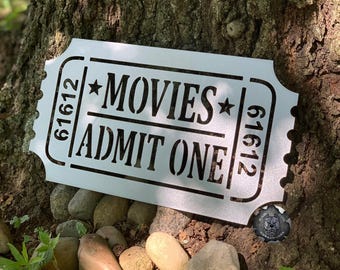 Admit One Movie Ticket - Bad Dog Metalworks Home Decor - Home Theater Decor - Media Room - Movie Decor - Cinema Decor - Movie Theater Signs