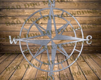 Nautical Compass SVG/DXF - Bad Dog Metalworks Digital Download - Laser CNC Plasma Waterjet - Compass Dxf - Nautical Svg - Coastal Svg