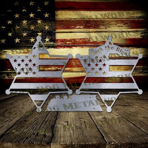Distintivo a sei punte dello sceriffo Dxf/Svg - Download digitale Bad Dog Metalworks - Laser CNC Plasma Waterjet - Back the Blue Svg - Distintivo Dxf