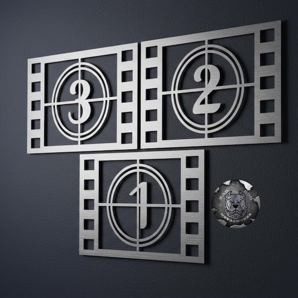 Countdown Strips 3 Piece Metal Signs - Bad Dog Metalworks Home Decor - Media Room - Theater Room Decor - Movie Decor - Movie Gifts