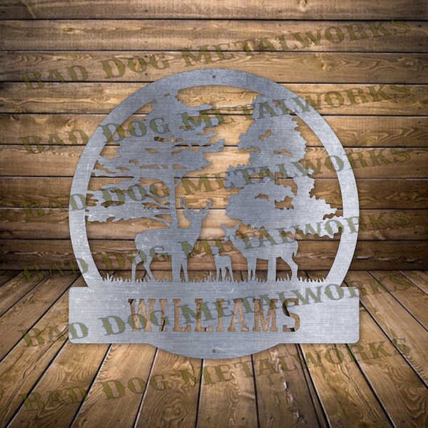 Deer Family Monogram Dxf/Svg - Bad Dog Metalworks Digital Download - Laser CNC Plasma Waterjet - Deer Svg - Deer Dxf - Deer Monogram Svg