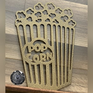 Retro Movie Theater Popcorn Metal Sign - Bad Dog Metalworks Home Decor - Movie Theater Decor - Theater Sign - Concessions - Snack Bar Sign