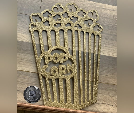 Retro Movie Theater Popcorn Metal Sign - Bad Dog Metalworks Home Decor - Movie Theater Decor - Theater Sign - Concessions - Snack Bar Sign