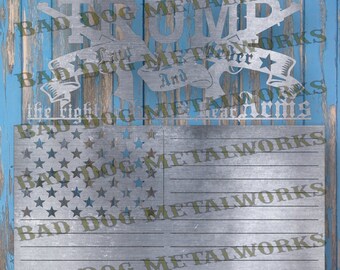 Trump Second Amendment Flag Dxf - 2A Trump Svg - Bad Dog Metalworks Digital Download - Laser CNC Plasma Waterjet - Trump Law and Order Dxf