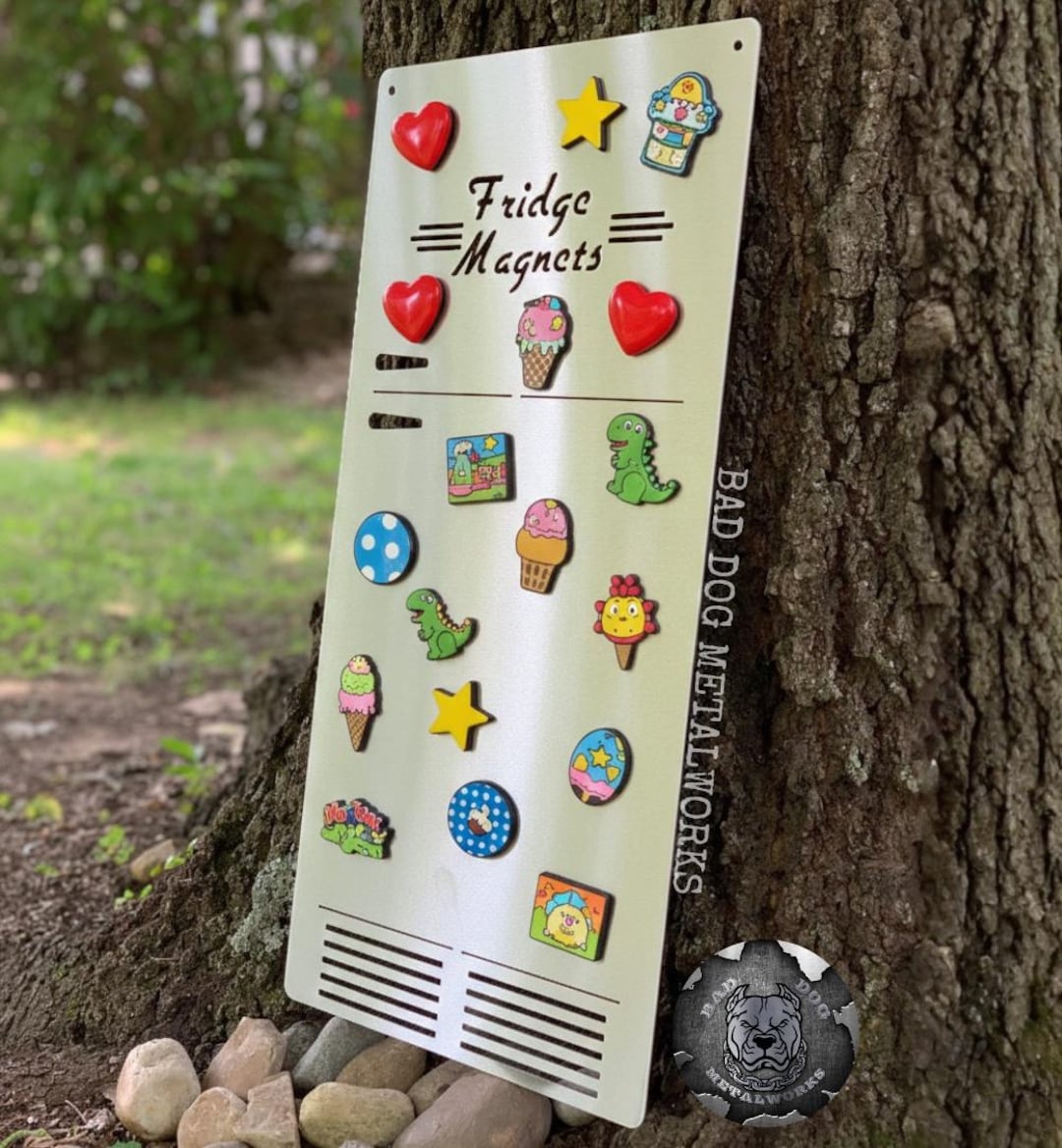 Retro Refrigerator Magnet Display for Storefront or Booth - Bad