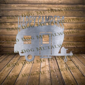 Campistas felices RV Svg/Dxf - Descarga digital de Bad Dog Metalworks - Láser CNC Plasma Waterjet - Camping Dxf - Camping Svg - Campistas felices Dxf