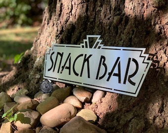 Retro Snack Bar Sign - Bad Dog Metalworks Home Décor - Movie Theater Décor - Movie Décor - Cinema Signs - Theater Room Decor - Pantry Sign