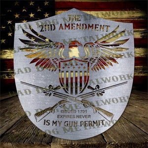 2A Eagle le 2e amendement est mon permis d'arme à feu Dxf Svg - Téléchargement numérique de Bad Dog Metalworks - Laser CNC plasma jet d'eau - deuxième amendement Dxf
