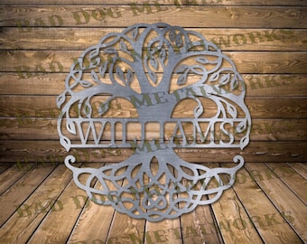 Keltischer Baum des Lebens Monogramm SVG Dxf - Bad Dog Metalworks Digital Download - Laser CNC Wasserstrahl - Baum des Lebens - Monogramm Dxf