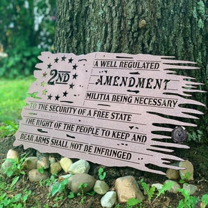Second Amendment Tattered Flag - Bad Dog Metalworks Home Decor - Patriotic Decor - 2nd Amendment Flag - 2A Metal Flag Decor - Patriotic Art