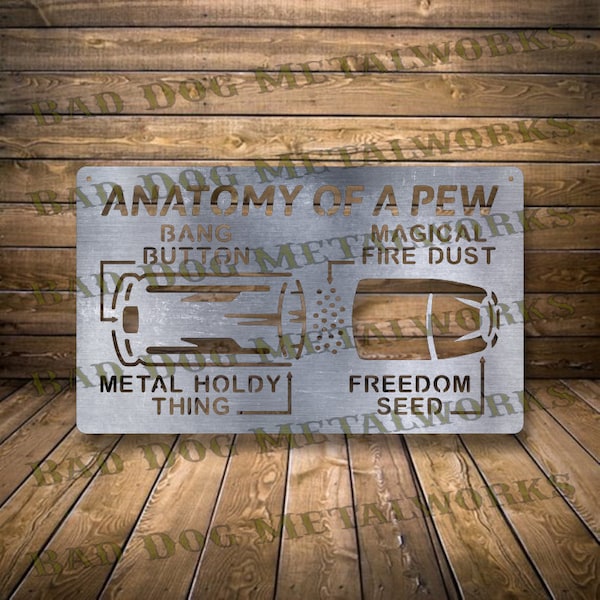 Anatomy of a Pew Dxf/Svg - Bad Dog Metalworks Digital Download - Laser CNC Plasma Waterjet - Gun Dxf - Anatomy of a Pew Svg - 2A Dxf 2A Svg