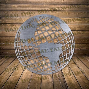 Welt Globus Dxf/Svg - Bad Dog Metalworks Digital Download - Laser CNC-Plasma-Wasserstrahl - Geographie Dxf - Karte SVG - Reise Dxf - Globus