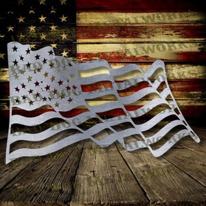 Bandera ondeante Dxf y Svg - Descarga digital de Bad Dog Metalworks - Láser CNC Plasma Waterjet - Bandera Svg - Patriótico Dxf - Patriótico Svg USA Dxf