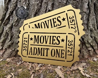 Admit One Movie Ticket - Bad Dog Metalworks Home Decor - Movie Theater Decor - Home Theater Art - Movie Room Decor - Metal Movie Night Sign