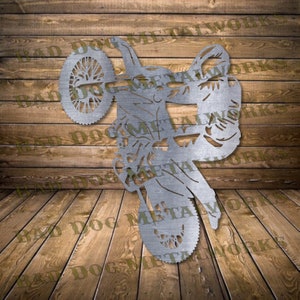 Caballito de moto de cross - Svg y Dxf - Bad Dog Metalworks - Descarga digital - Corte láser - Plasma CNC - Chorro de agua - Motocross Dxf - Dirt Bike Dxf