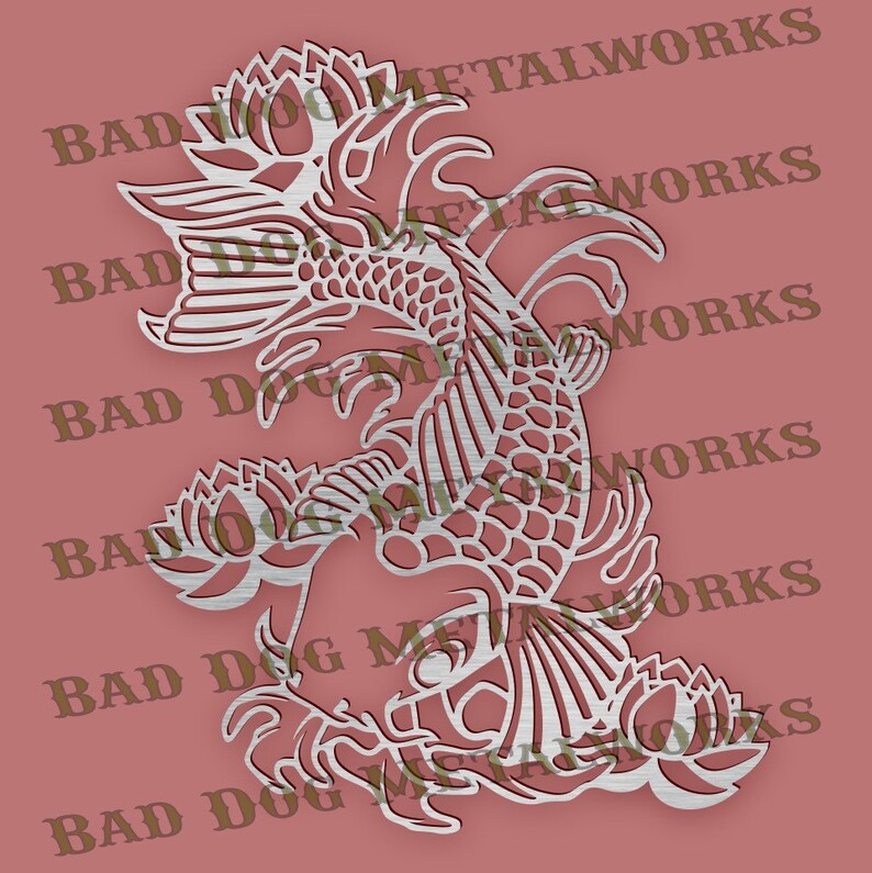 Koi Fish Et Fleurs De Lotus Svgdxf Vector Art Téléchargement Numérique Laser Cut Cnc Jet Deau Plasma Clipart Vecteur Silhouette Art