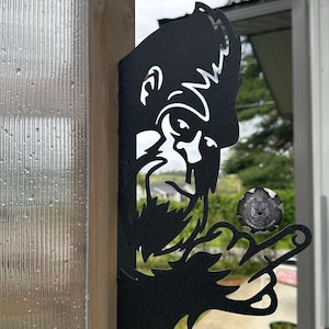 Peeking Bigfoot Metal Sign - Bad Dog Metalworks Home Decor - Peek-a-Boo Bigfoot - Middle Finger Bigfoot - Flipping Off Bigfoot Mounted Sign