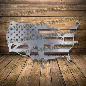 Rifle US Outline Dxf/Svg - Bad Dog Metalworks Digital Download - Laser CNC Plasma Waterjet - USA Outline Svg - Patriotic Dxf - 2A Dxf 2A Svg