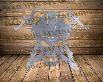 Linjeman Skull Svg/Dxf - Bad Dog Metalworks Digital Nedladdning - Laser CNC Plasma Vattenstråle - Linjeman Dxf - Elektriker Dxf - Skull Dxf för CNC