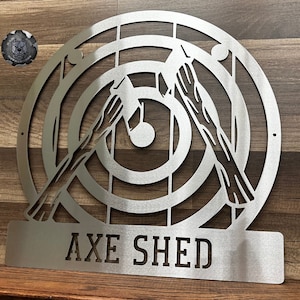 Axe Throwing Monogram Sign - Bad Dog Metalworks Home Décor - Personalized Gifts - Axe Throwing Sign Patio Decor - Throwing Axes Metal Sign
